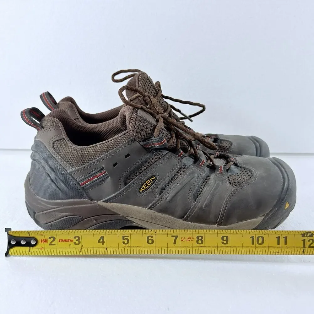 KEEN Utility Lansing Mens Low Steel Toe Work Shoes Size 11.5E Brown Hiking Clean